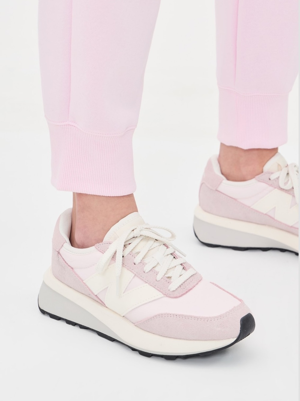 New Balance 370 Pink and White Sneakers